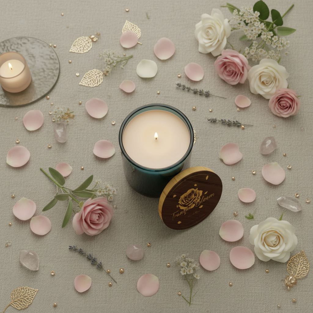 Tranquil Bloom Luxury Soy Candle | Ocean Water Scented Candle | Calming Home Fragrance