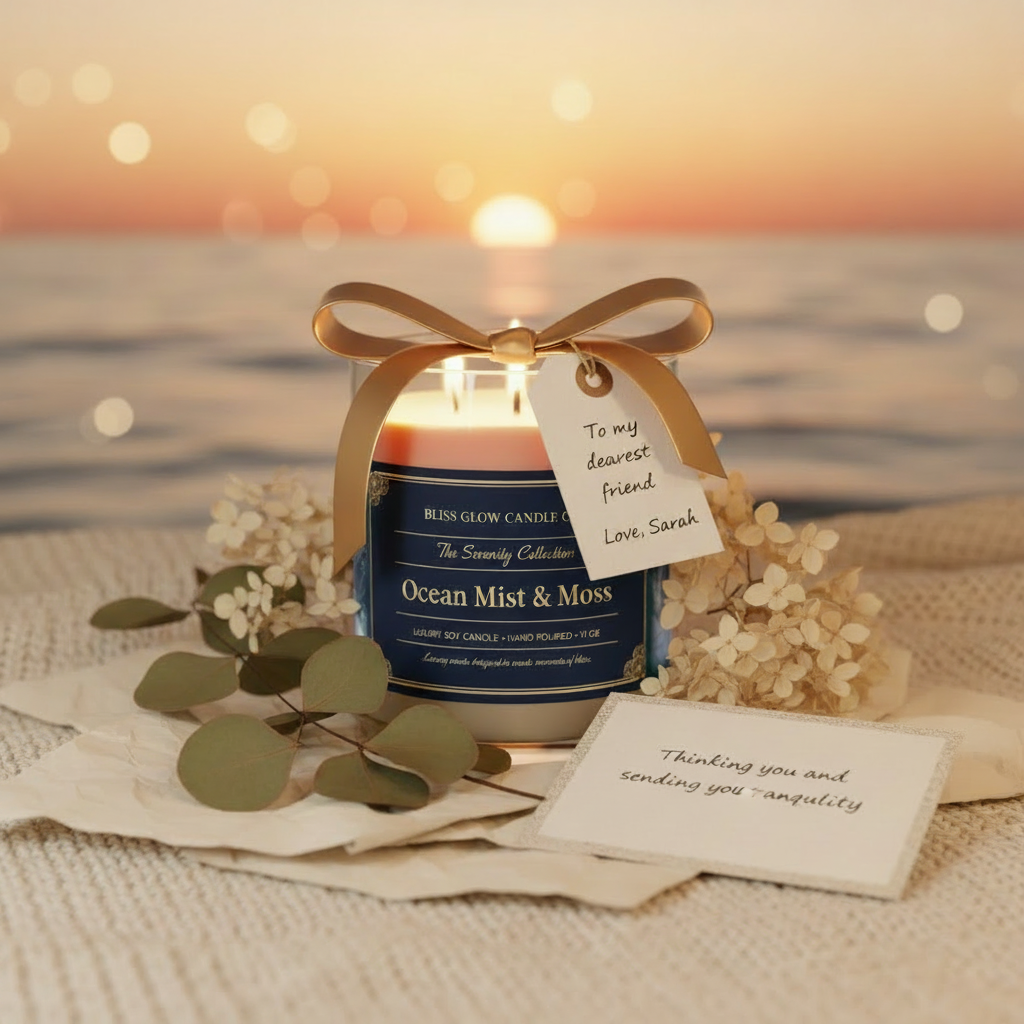 Ocean Mist & Moss Luxury Soy Candle | Coastal Scented Candle | Seaside Home Fragrance
