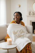 Sherpa Fleece Blanket — "Rest. Glow. Repeat." Cozy Luxury Throw for Relaxation & Self-Care