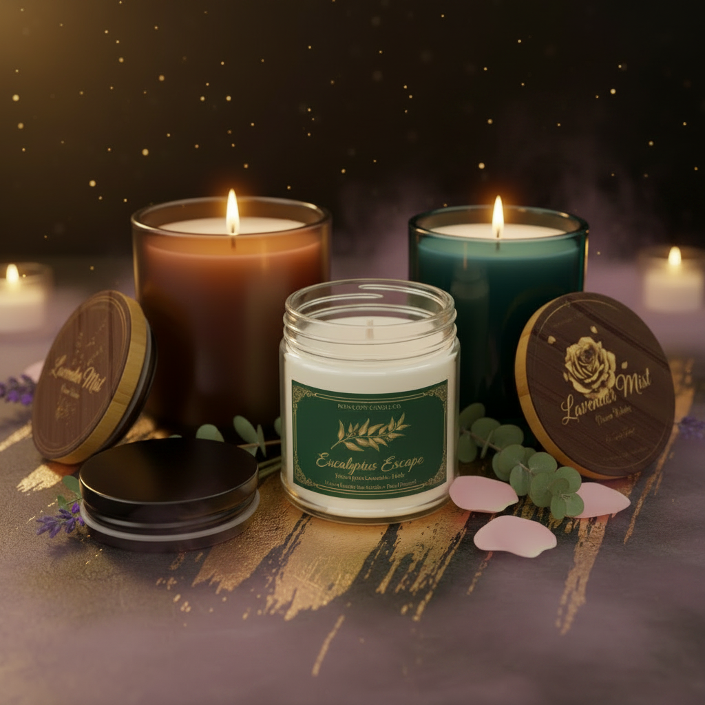 Bliss Glow 3-Candle Gift Set featuring Lavender Mist, Eucalyptus Escape, and Tranquil Bloom